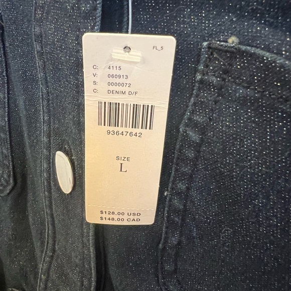 NWT new large Anthropologie Maeve Cora patch pocket denim sparkle jacket jean - Picture 5 of 16